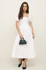 Load image into Gallery viewer, Square Neck Puff Sleeve Linen Dress
