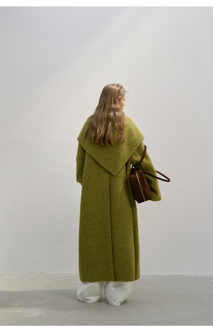 Wool Coat Overcoat with Suri Alpaca Scarf