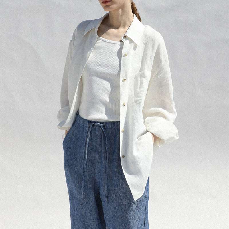 French Linen Loose-Fit Collared Shirt