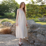 Load image into Gallery viewer, Natural linen dress from VIENI, featuring a relaxed fit and timeless design
