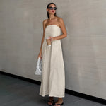 Load image into Gallery viewer, Cotton Linen Strapless A-Line Dresses
