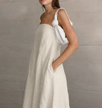 Load image into Gallery viewer, Cotton Linen Strapless A-Line Dresses
