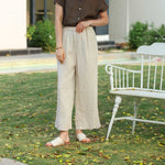 Bild in Galerie-Viewer laden, Pure Linen Artistic Cropped Pants - Summer New Solid Color Drawstring Pocket Wide Leg Pants
