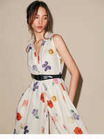 Load image into Gallery viewer, Summer Floral Linen Maxi Dress
