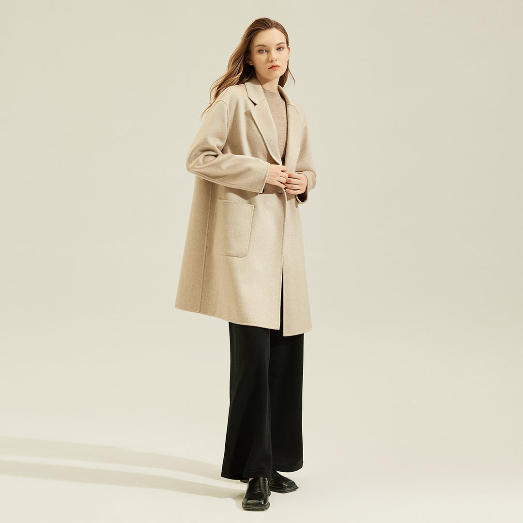 Blazer Collar Double-Sided Cashmere Coat