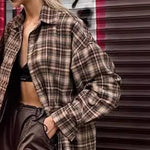 Load image into Gallery viewer, Vintage Plaid Shirt - Women&#39;s Long Design Checkered Shirt with Stylish Loose Fit
