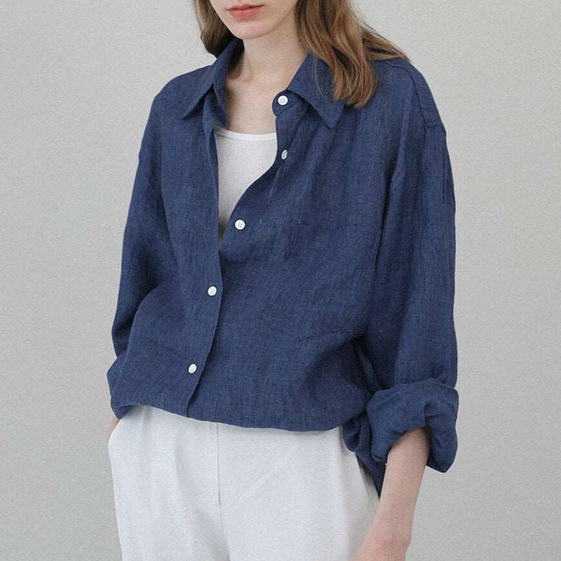 French Linen Loose-Fit Collared Shirt