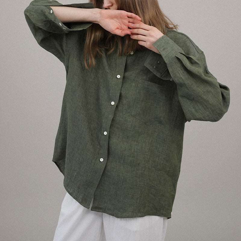 French Linen Loose-Fit Collared Shirt