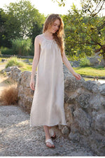 Load image into Gallery viewer, Natural linen dress from VIENI, featuring a relaxed fit and timeless design
