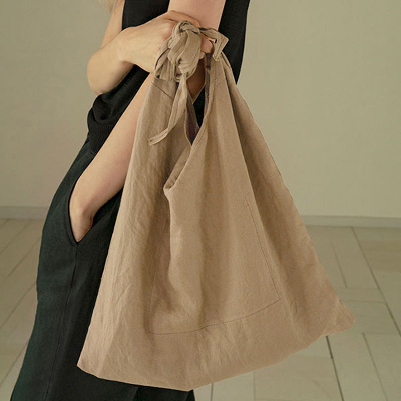 Linen Cotton Canvas Bag - New Vintage Design Knot Bag, Large Capacity Underarm Bag