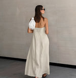 Load image into Gallery viewer, Cotton Linen Strapless A-Line Dresses
