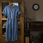 Load image into Gallery viewer, Cotton Linen Dress - V-Neck Slit Design, Slim Fit Elegant Home Dress
