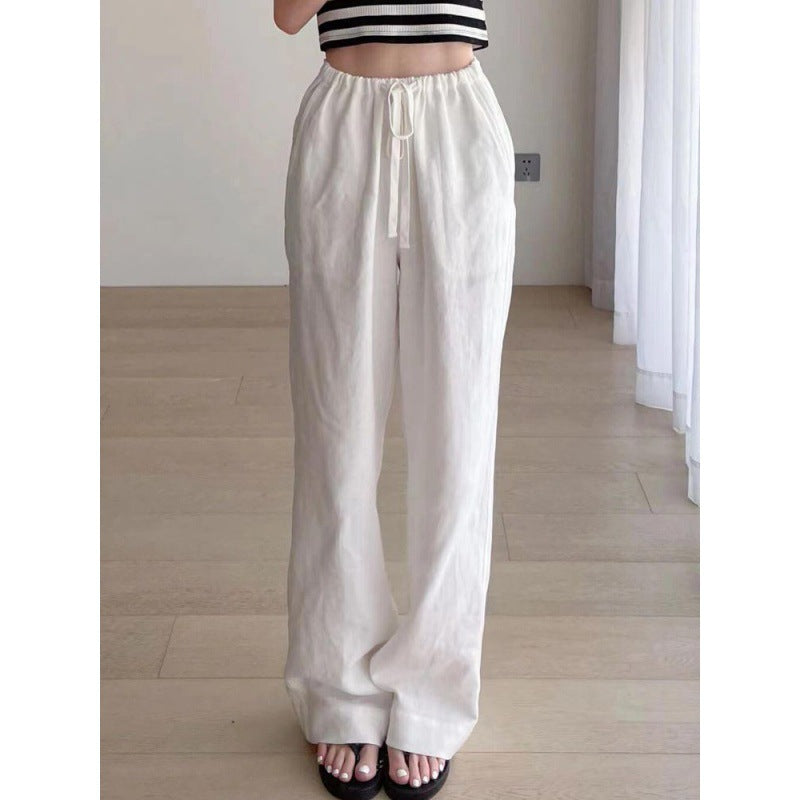 High-Waisted Linen Pants - Women's Flowy Long Trousers