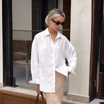 Load image into Gallery viewer, Fashionable Summer Loose Cotton Linen Long Sleeve Shirt with Lapel
