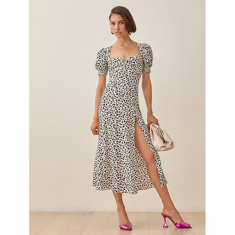 Vintage-style linen dress in floral print