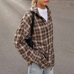 Load image into Gallery viewer, Vintage Plaid Shirt - Women&#39;s Long Design Checkered Shirt with Stylish Loose Fit
