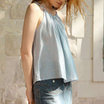 Bild in Galerie-Viewer laden, Women&#39;s linen tank top with open back from VIENI, ideal for warm weather fashion
