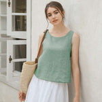 Load image into Gallery viewer, Women&#39;s linen tank top with open back from VIENI, ideal for warm weather fashion
