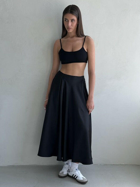 High-Waisted Satin Maxi Skirt - VIENI