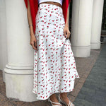 Bild in Galerie-Viewer laden, Elegant Spring High-Waisted A-Line Fish Tail Cherry Print Skirt - VIENI
