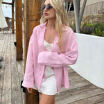 Load image into Gallery viewer, Fashionable Summer Loose Cotton Linen Long Sleeve Shirt with Lapel
