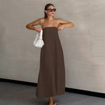 Load image into Gallery viewer, Cotton Linen Strapless A-Line Dresses
