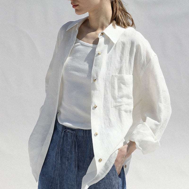 French Linen Loose-Fit Collared Shirt