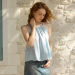 Bild in Galerie-Viewer laden, Women&#39;s linen tank top with open back from VIENI, ideal for warm weather fashion
