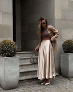 Load image into Gallery viewer, High-Waisted Satin Maxi Skirt - VIENI
