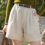 Load image into Gallery viewer, Pure Linen Shorts - Summer Elastic Waist Loose Fit High-Waisted Lightweight 5-Inch Shorts
