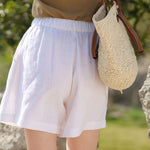 Load image into Gallery viewer, Pure Linen Shorts - Summer Elastic Waist Loose Fit High-Waisted Lightweight 5-Inch Shorts
