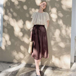 Bild in Galerie-Viewer laden, Cotton Linen Skirt - High Thread Count Elastic Waist Half Skirt for Spring and Summer
