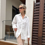 Load image into Gallery viewer, Fashionable Summer Loose Cotton Linen Long Sleeve Shirt with Lapel
