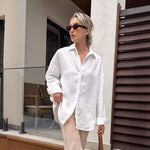 Load image into Gallery viewer, Fashionable Summer Loose Cotton Linen Long Sleeve Shirt with Lapel
