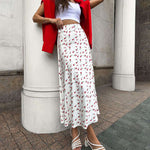 Bild in Galerie-Viewer laden, Elegant Spring High-Waisted A-Line Fish Tail Cherry Print Skirt - VIENI
