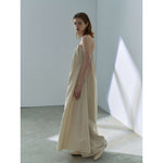 Load image into Gallery viewer, Linen Dress with Pleated Horn Collar
