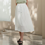 Bild in Galerie-Viewer laden, Cotton Linen Skirt - High Thread Count Elastic Waist Half Skirt for Spring and Summer
