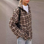 Load image into Gallery viewer, Vintage Plaid Shirt - Women&#39;s Long Design Checkered Shirt with Stylish Loose Fit
