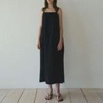 Load image into Gallery viewer, VIENI&#39;s Tencel-linen maxi dress with elegant draping, perfect for summer
