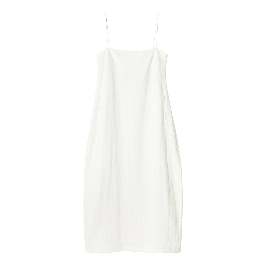 Linen Dress with Front Split Arc Silhouette