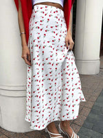 Bild in Galerie-Viewer laden, Elegant Spring High-Waisted A-Line Fish Tail Cherry Print Skirt - VIENI
