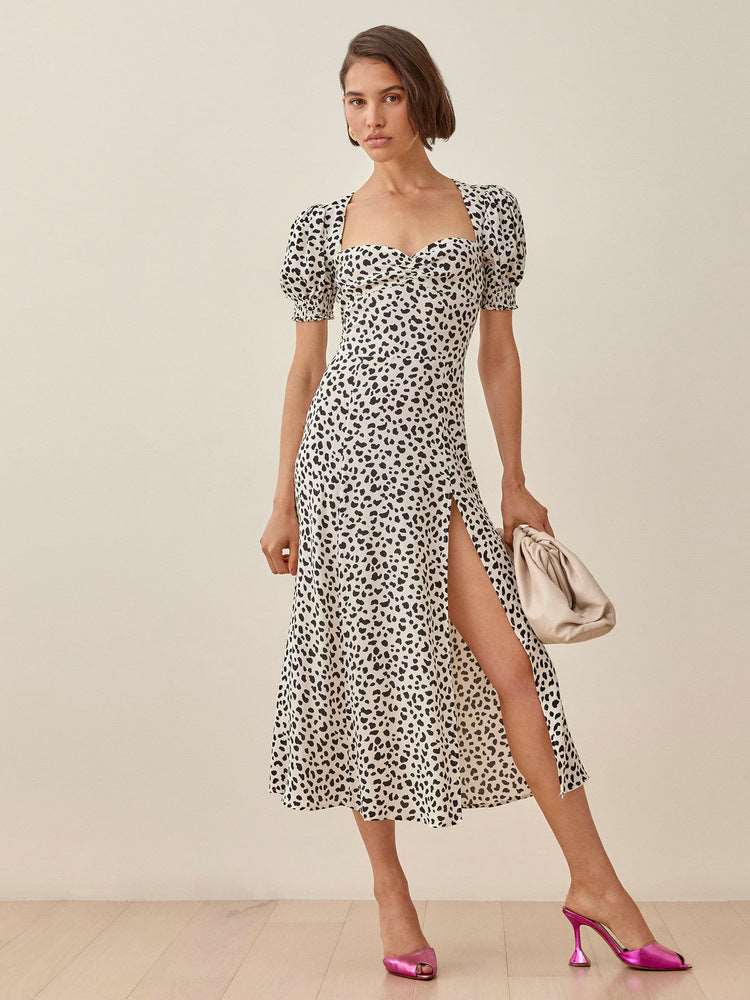 Vintage-style linen dress in floral print